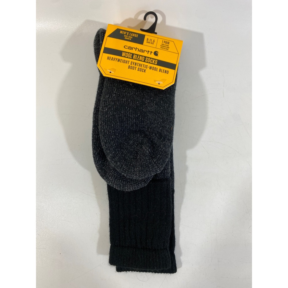 Carhartt Mens Heavyweight Wool Blend Boot Socks Black SB6600-M Size Large 1 Pair